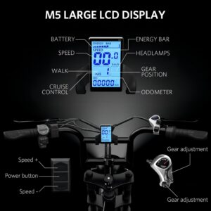 Hipatoo V8 Electric Bike for Adults, Fat Tire E Bike with 750W Brushless Motor 48V 15Ah Removable Larger Battery, 20" x 4.0 Electric Mountain Bike